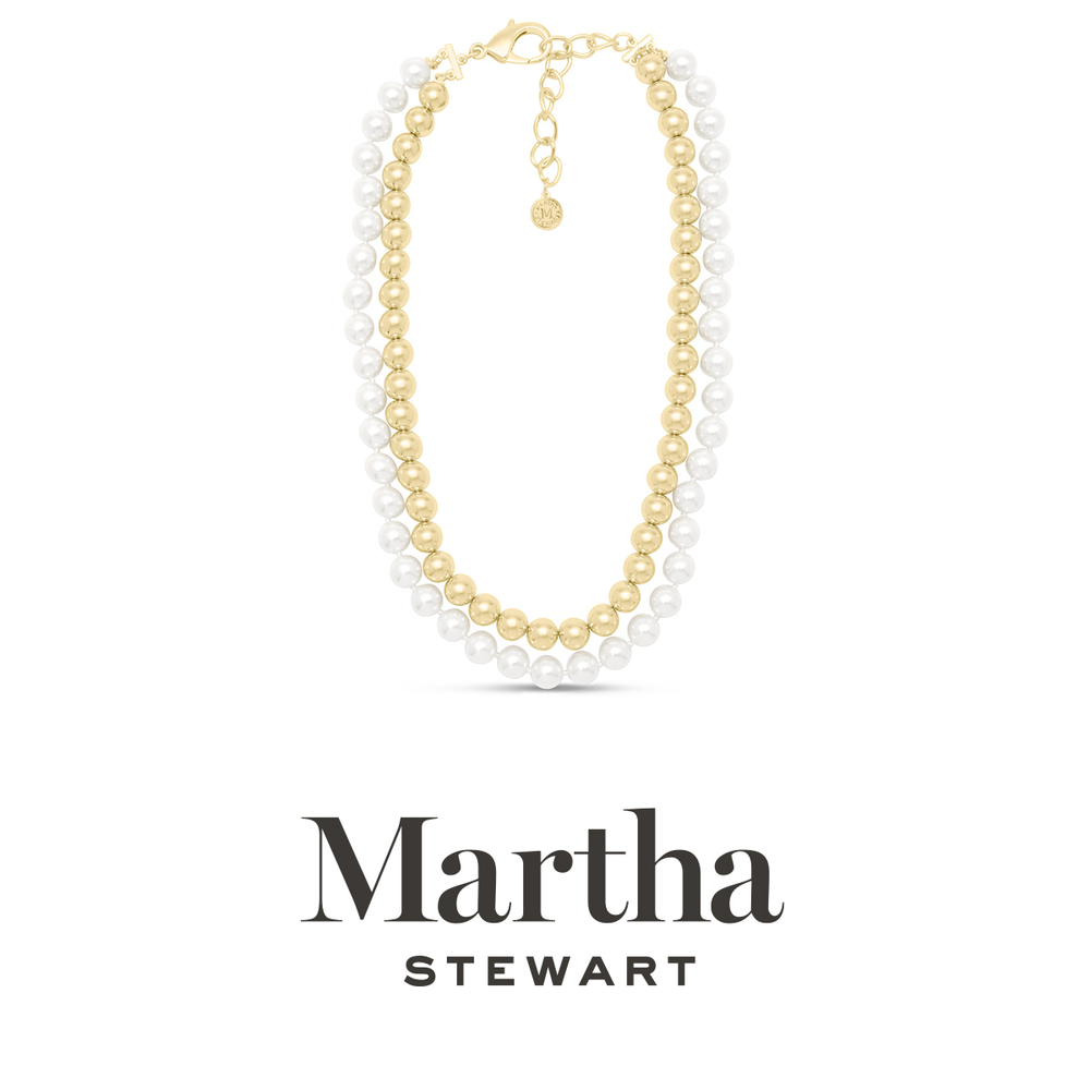 Martha Stewart Pearl and Gold Ball Necklace In Gold